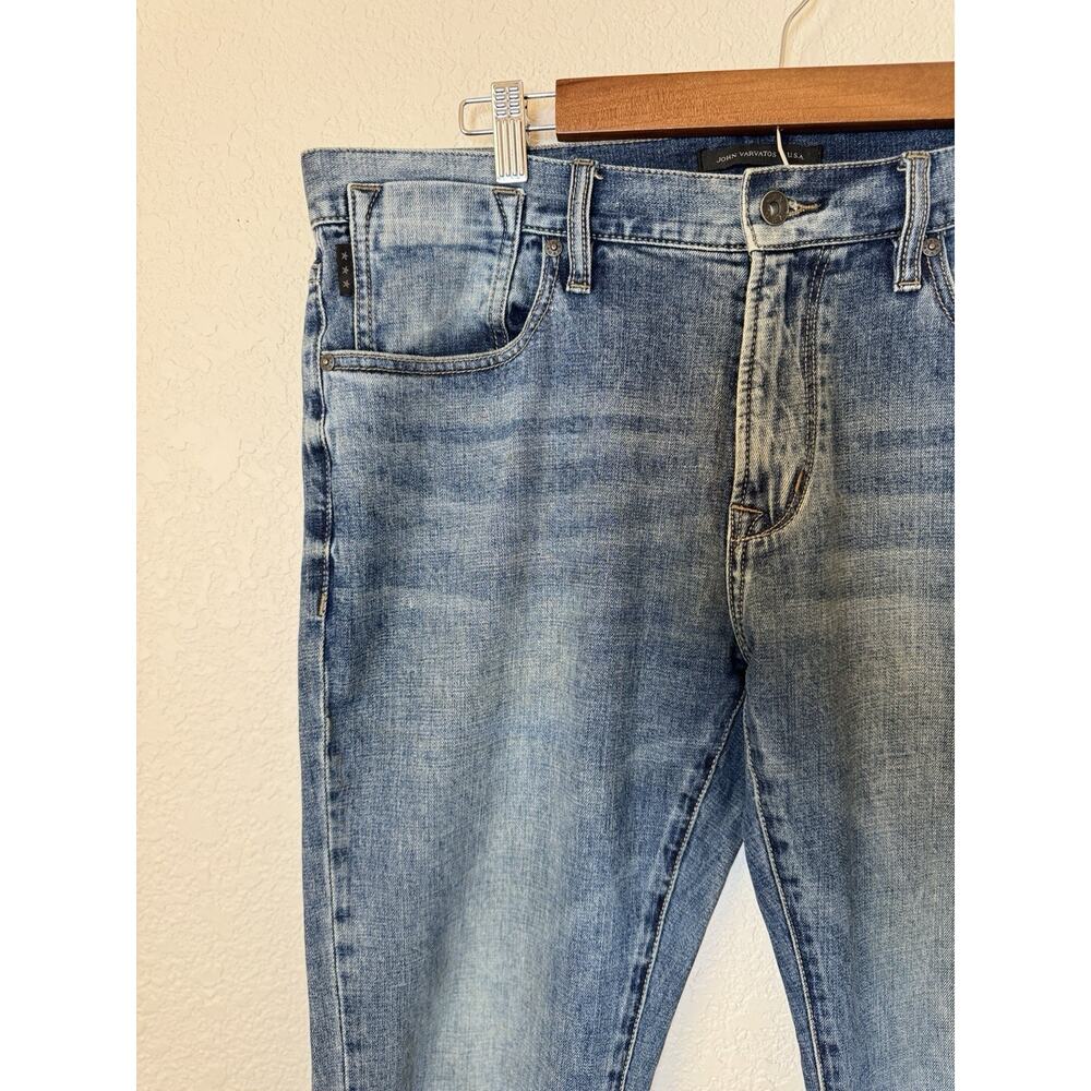 John Varvatos Mens Bowery Jeans Slim Straight 34 Stretch Denim Washed Blue USA - Picture 5 of 15